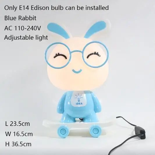 Современный мультфильм hello kitty Кролик креативные настольные лампы E14 220 V 2 цвета настольная лампа для кухни ресторана прикроватная Спальня Кабинет - Цвет абажура: Blue Rabbit