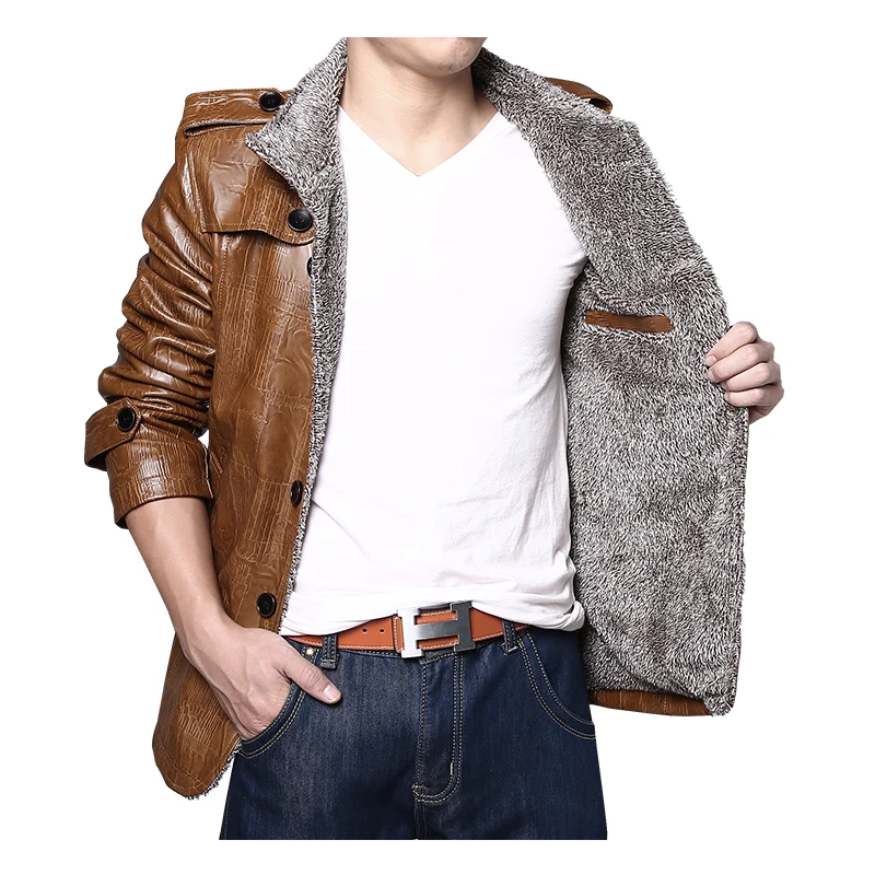 men's winter leather bomber jacket
