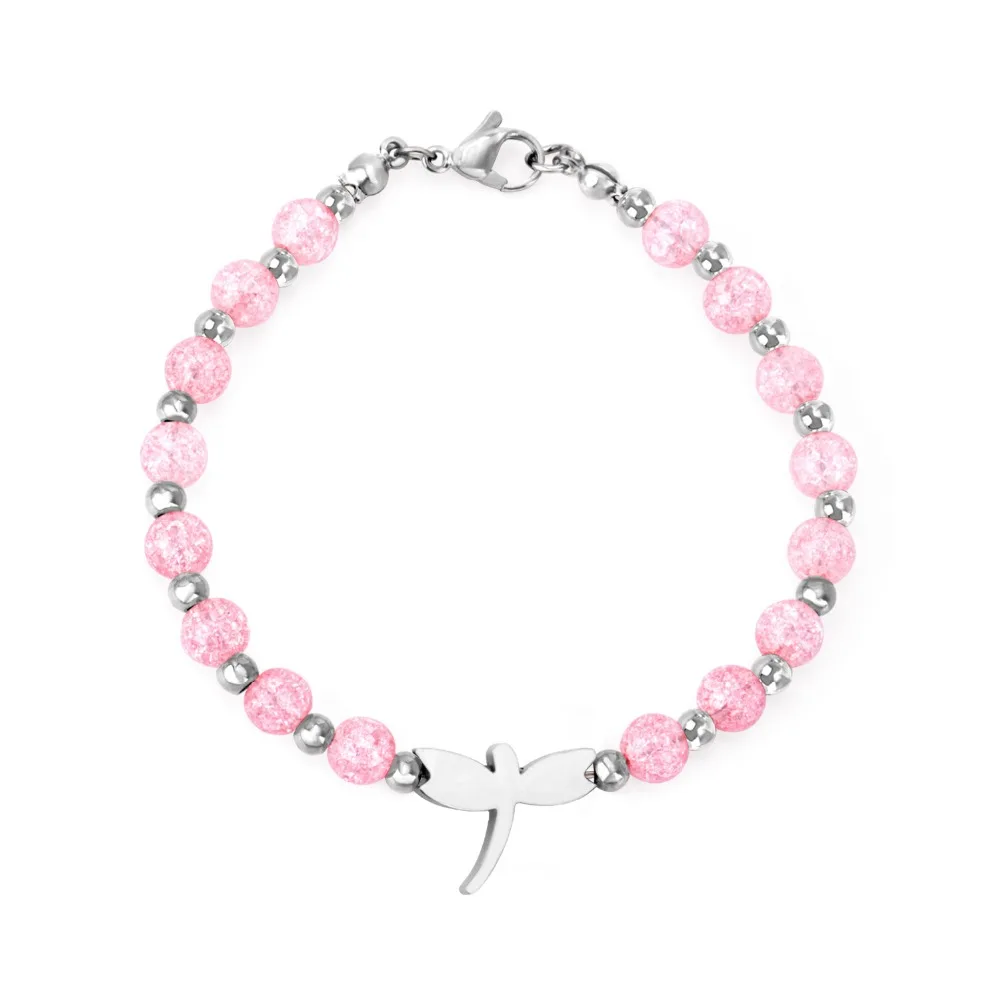 LUXUSTEEL браслеты высокого качества женские розовые цвета Кристальные бисерные на