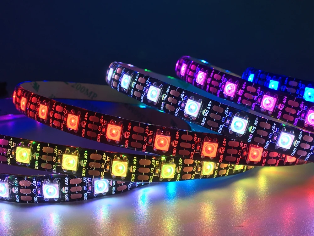 WS2812B WS2812 RGB Светодиодная лента светильник x2 RGB Led музыкальный контроллер DC5V светодиодный трансформатор комплект