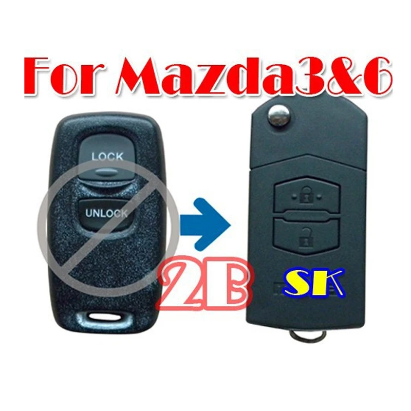 

Flip Folding Key Shell Refor Mazda 3 5 6 Remote Key Case Fob 2 Buttons New B