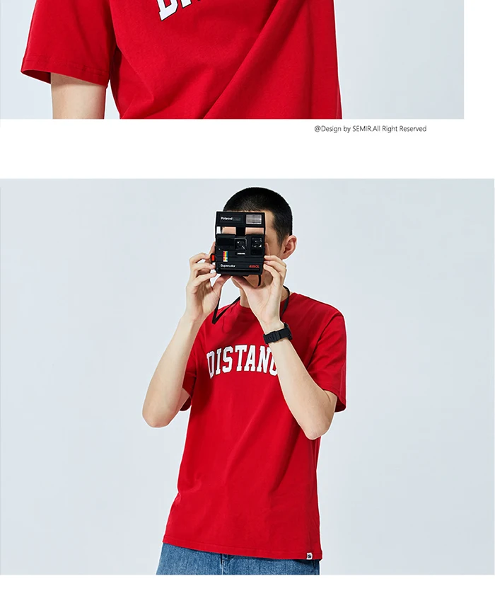 SEMIR Short sleeve T-shirt men round neck print top summer new trend cotton bottoming t shirt student