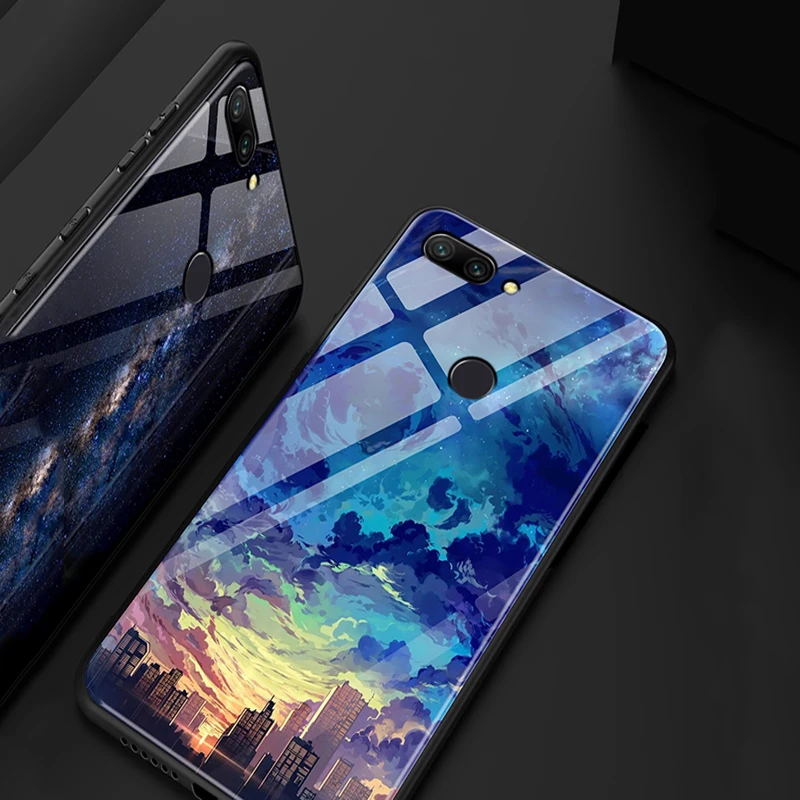 Coque для Xiaomi mi 8 lite защитное стекло+ мягкий край задняя крышка 6,26 ''для Xiaomi mi 8 lite чехол mi 8 lite стекло телефон в виде ракушки
