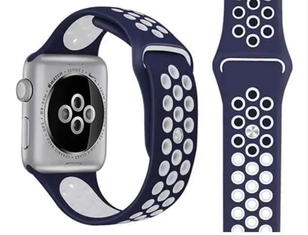 Ремешок для Apple Watch силиконовый ремешок часов серии 5/4/3/2/1 Спортивный Браслет для наручных часов iwatch, браслет 38 мм 40 мм 42 44 мм - Цвет ремешка: blue white