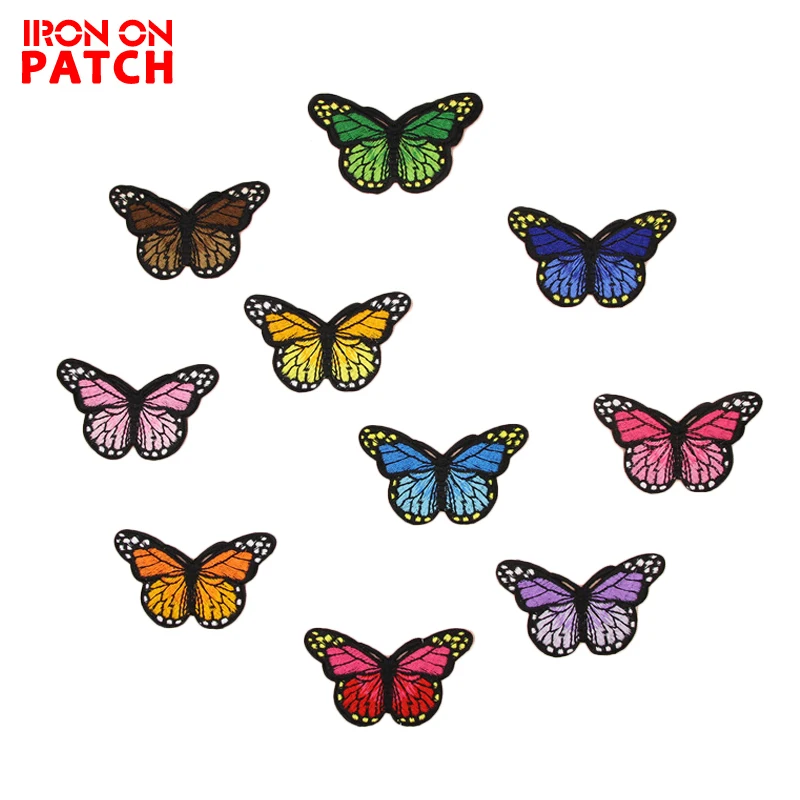 

10pcs Butterfly Embroidered Patch Iron On Butterflies Patches Hotfix Motif Applique Clothes Insects Sticker For Garment Sewing