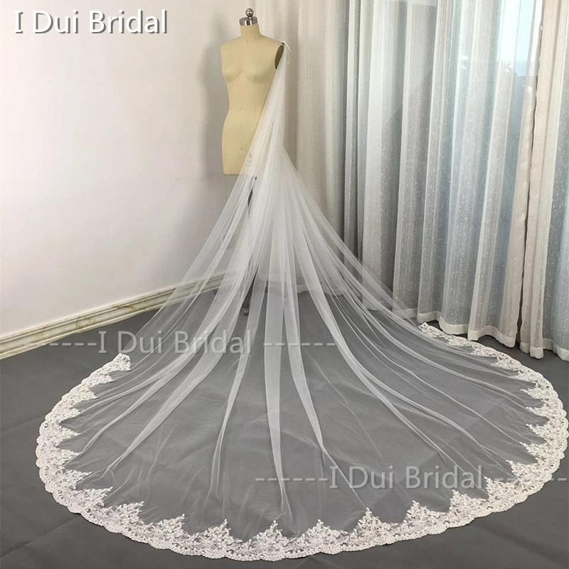 Lace 3 Meter Long Bridal Scarf Wedding Shawl with Crystal Beaded High Quality Custom Made High Quality Lace Cape Cloak