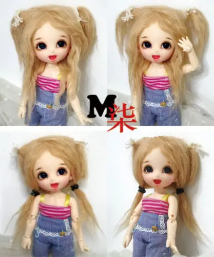 Новинка 1/12 3-4 дюйма 9-10 см 1/8 4-5 дюймов 12 см 14 см BJD ткань меховой парик Желтый для AE PukiFee лати кукла Противоскользящий BJD кукла парик
