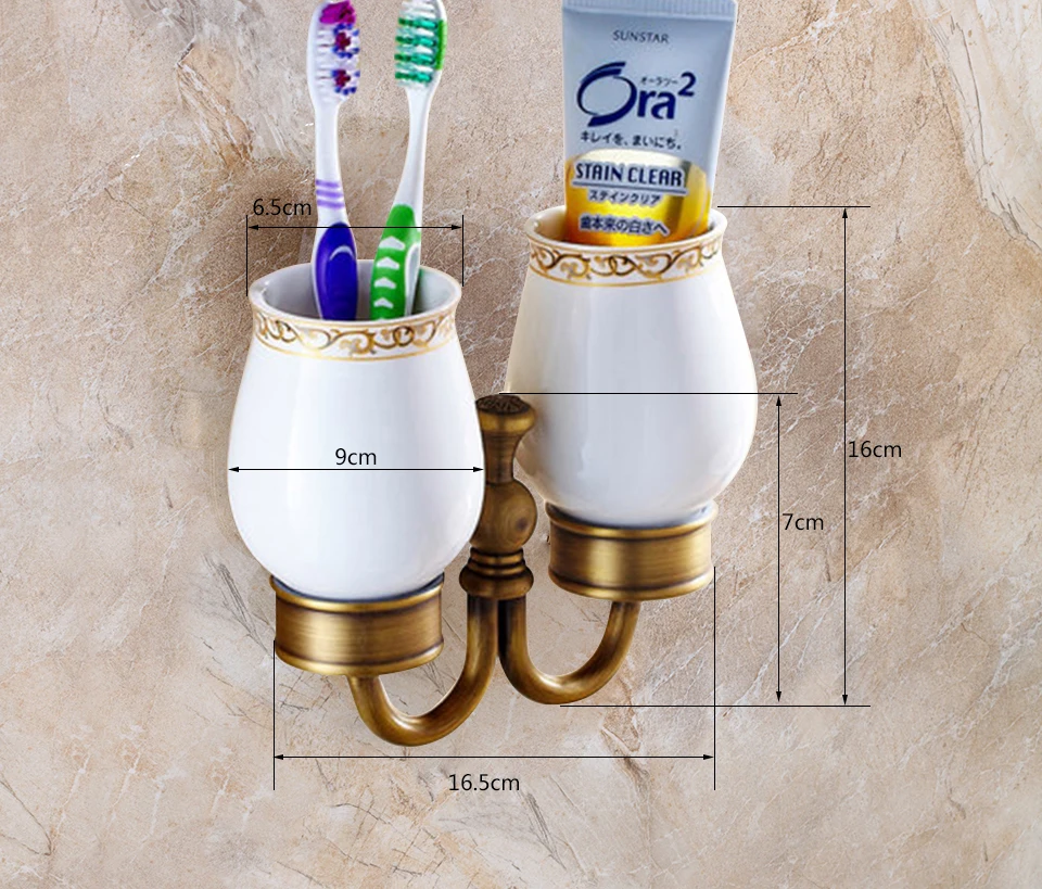 XOXO Новое поступление латунь античный держатель стаканов чашки и держатели стаканов стакан держатель для зубной щетки аксессуары 20084DB