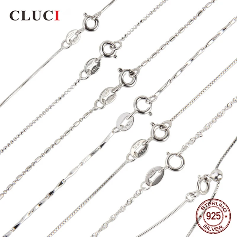 

CLUCI Silver 925 Box Chain Snake Chain for Jewelry Making Lobster clasp 100% 925 Sterling Silver Chain Necklace for Women