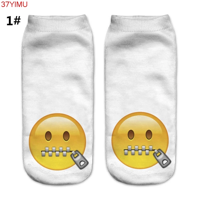 1Pair Women's Funny Emoji Monkey 3D Print Sock Men Unisex Low Cut Ankle Socks Cotton Hosiery