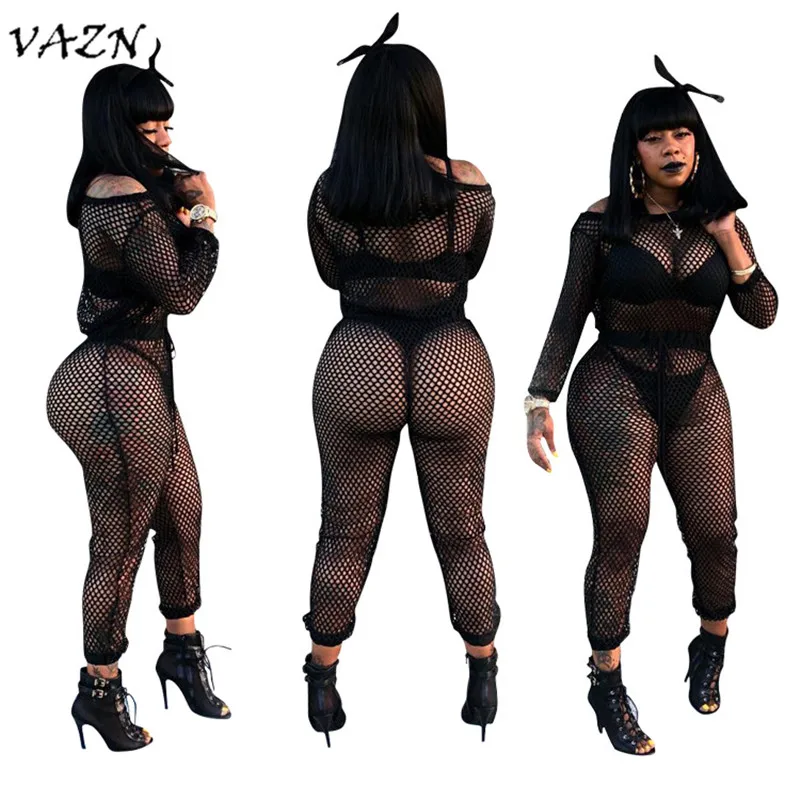 VAZN, высокое качество, дизайн, сексуальный стиль, женский кружевной комбинезон, однотонный, с вырезом лодочкой, полный рукав, Облегающий комбинезон, HG5095 - Цвет: Черный