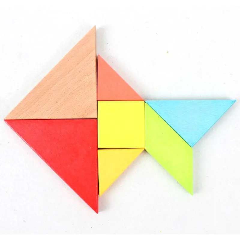 Детские деревянные головоломки Монтессори Tangram Puzzle Toy Kids Classic Intelligence puzzles Деревянные игрушки Детские китайские головоломки