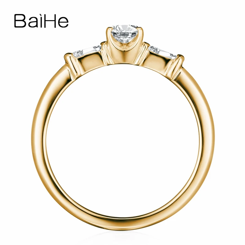 BAIHE Solid 18 K Белое Золото 0.20ct Сертифицированный H/SI круглый натуральный бриллиант помолвка женские модные ювелирные изделия кольцо