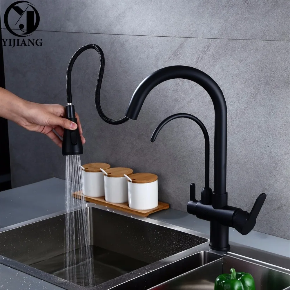 

Modern Brass Meterial Rotatable Black Kitchen Sink Water Tap Deck Mounted Gooseneck Type Faucet(YJ-WT-004)