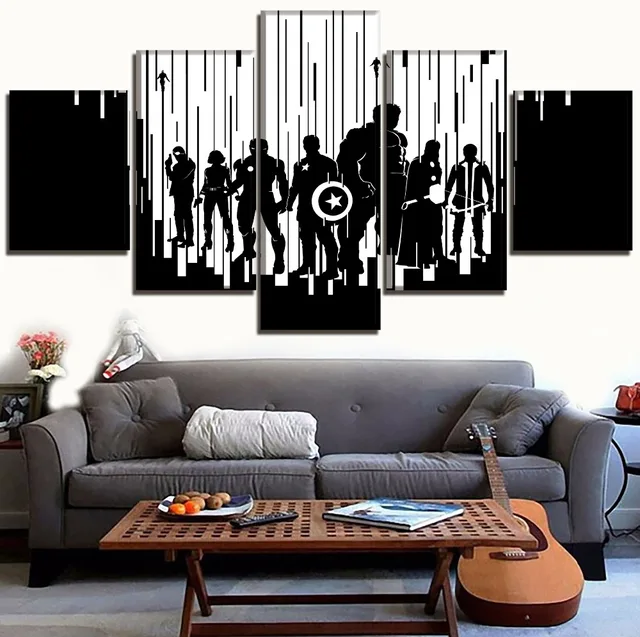 Home Decor Black And White Canvas Art Poster Print Painting 5 Piece Home Decor Black And White Canvas Art Poster Print Painting 5 Piece Movie Avengers 2 Age Of Ultron Abstract Shadow Role Picture