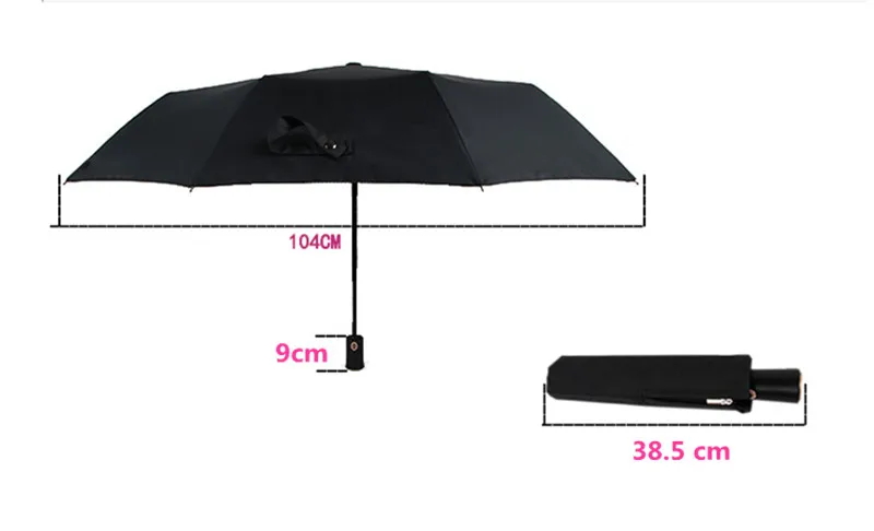 Тефлоновый Быстросохнущий ветростойкий складной автоматический зонт от дождя с длинной ручкой Роскошный большой Ветрозащитный Зонт с черным покрытием