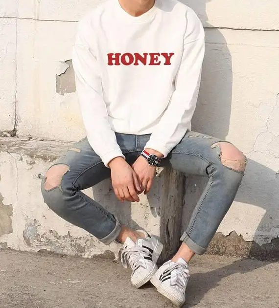 En Ligne Sweat shirt miel unisexe mode vêtements Tumblr col rond esthétique Hipster drôle graphique Tee shirt miel abeille pull cadeaux tenues