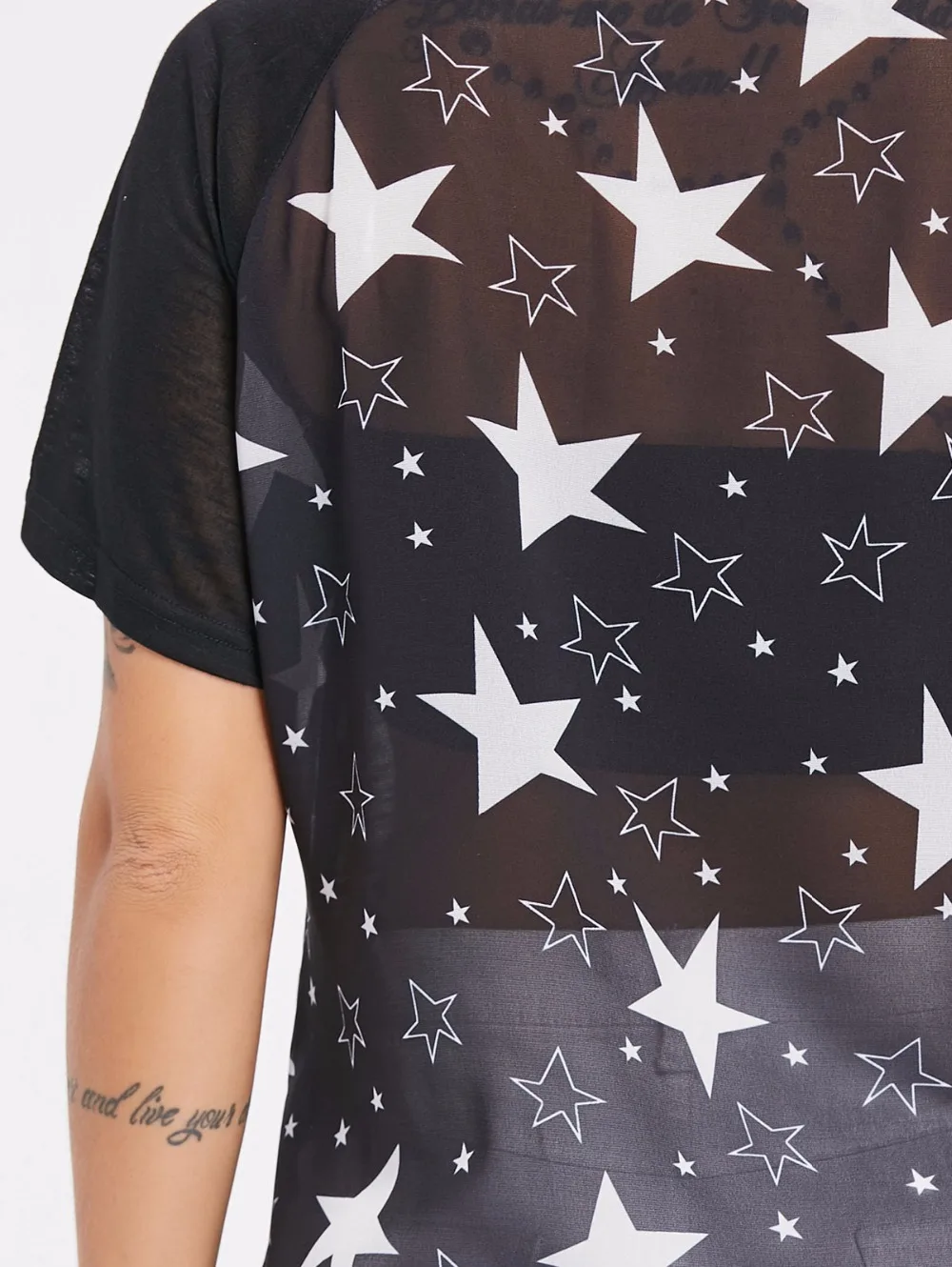 VESTLINDA Stars Print Back Chiffon Blouse Women Tunic Blusas Feminine Blouse Women Clothes 2018 Summer Fashion Casual Top Female 5