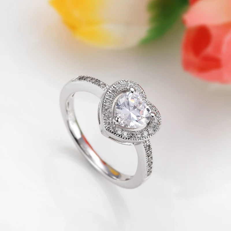 Кольцо женское из серебра 925 пробы с фианитом большим камнем|cubic zirconia ring|promise ringring
