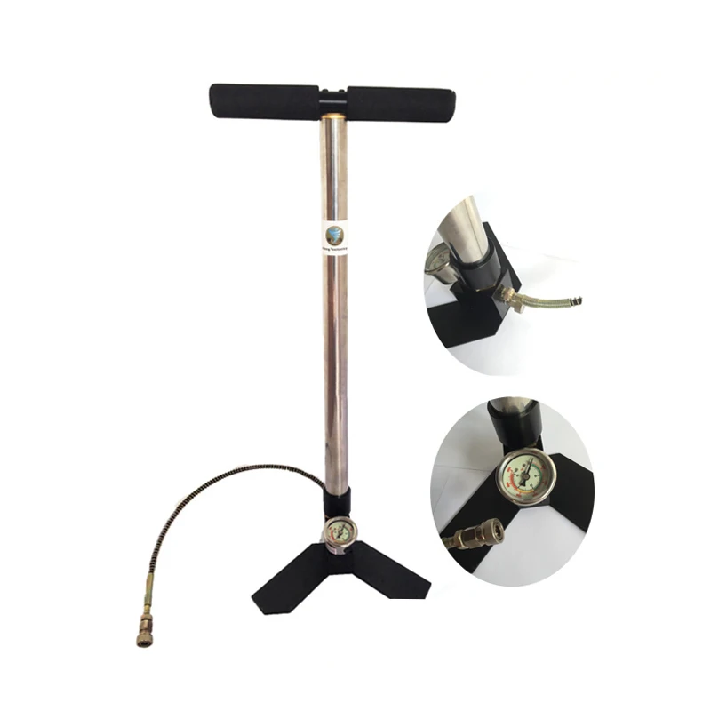 

High Pressure Hand Pump 3 Stage Stirrup Charging Gas Gauge Valve Hose PCP Pump 4500psi Air Gun Pump Pre-Charged Pneumatic airgun