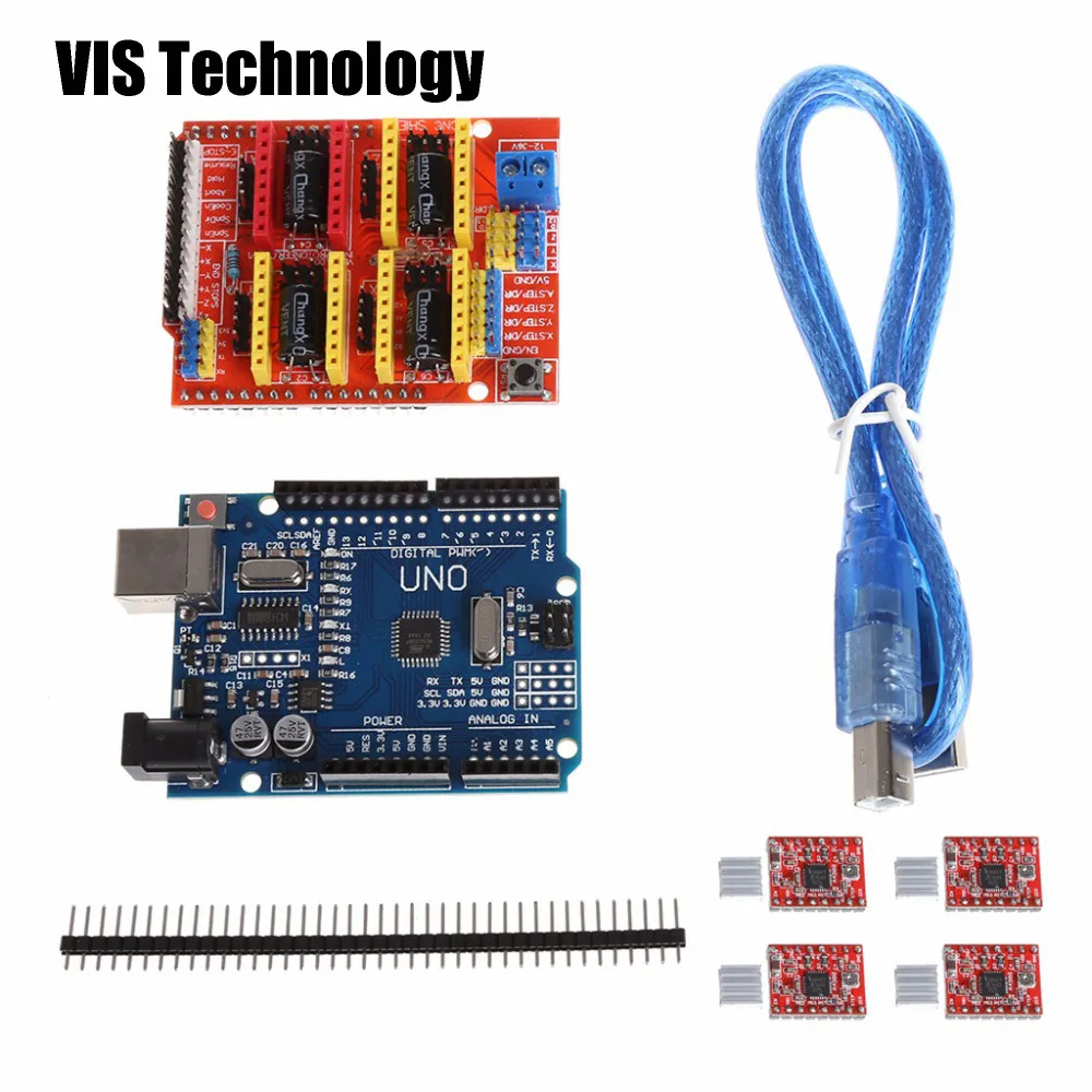 3D V3 ЧПУ щит гравировальный станок + UNO R3 CH430 с USB A4988 Reprap Шаговые драйверы для GRBL arduino