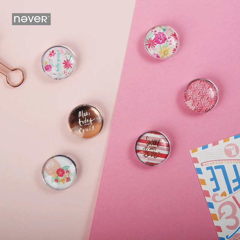 

NEVER Mid Summer Fashion Magnetic Pin Magnets Whiteboard Button Stickers Office DIY Decoration Accessories Stationery Store