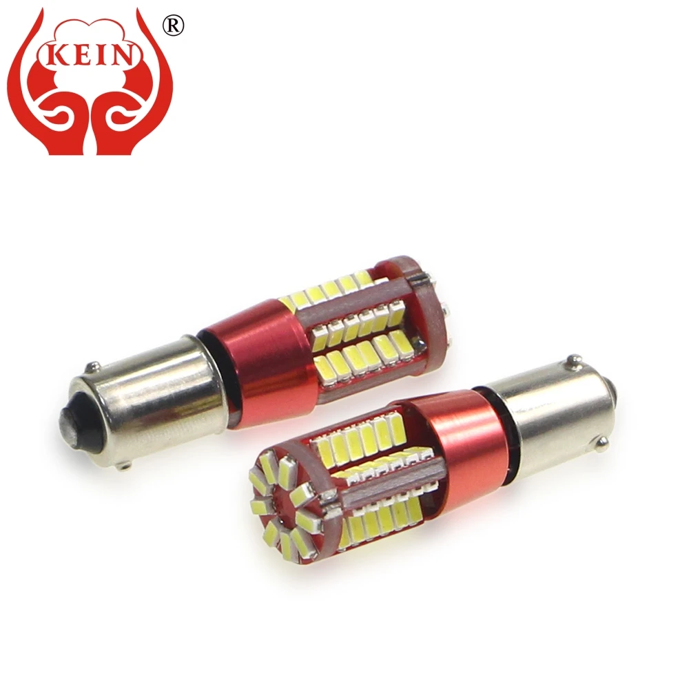 

KEIN 2PCS T11 363 T4W BA9S led car bulb 3014 57SMD 12V led auto Side Wedge License Plate Tail fog Parking Signal Lamp light red