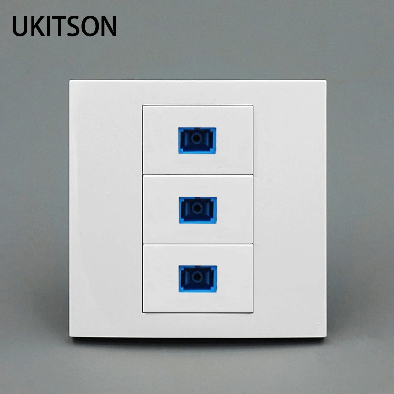 3 Ports SC Optical Fiber Wall Outlet 86x86mm White Color Faceplate