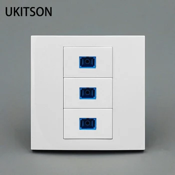 

3 Ports SC Optical Fiber Wall Outlet 86x86mm White Color Faceplate Cover