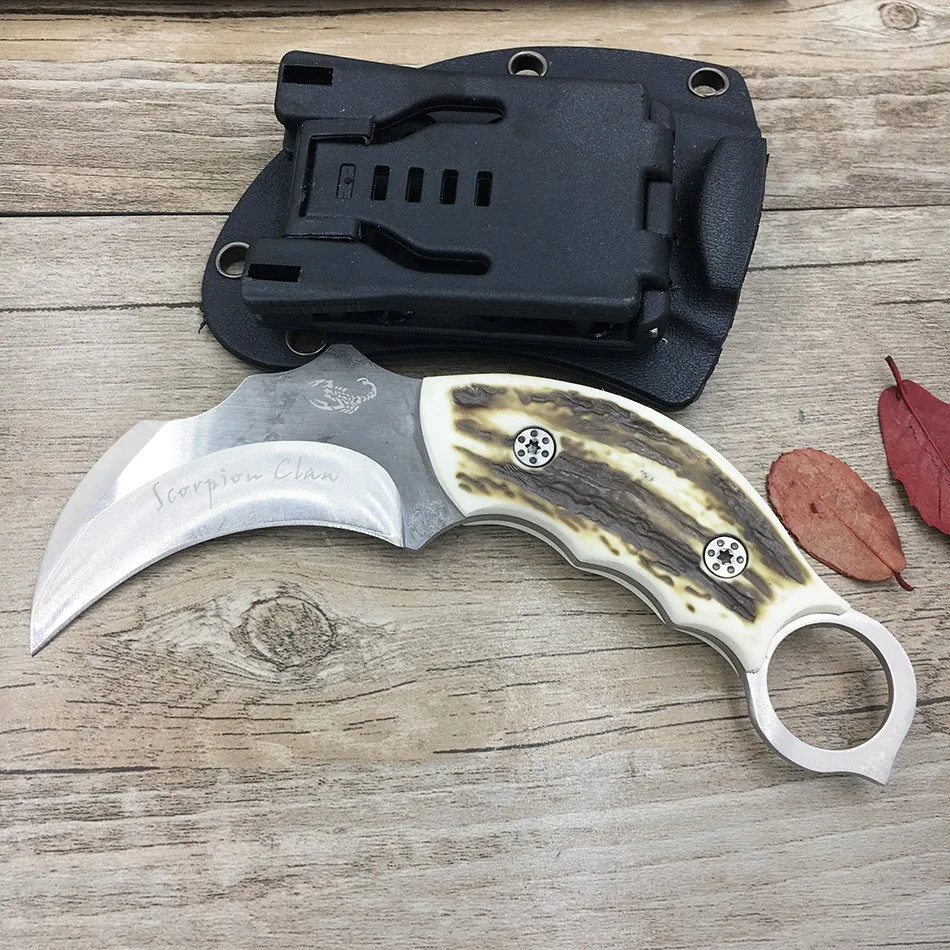 Открытый нож Karambit охотничьи ножи кемпинг инструмент выживания тактический нож из нержавеющей стали коготь скорпиона нож с оболочкой