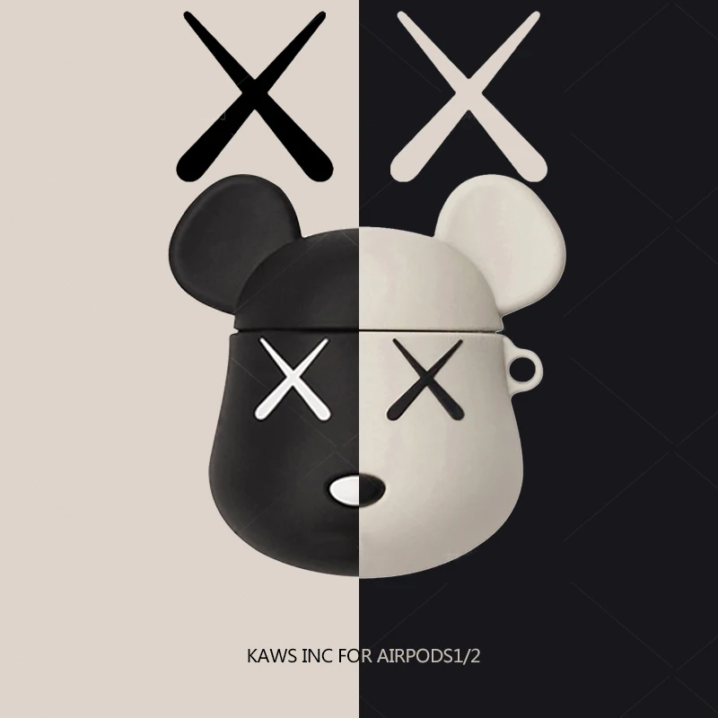 

High Quality Silicon Cute Cartoon violent bear Soft Bluetooth Wireless Earphone Case for Apple AirPods 1/2 kaws XX Earphones Box
