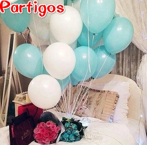 

100pcs 10 inch Thicken 2.2g Birthday Decor Wedding Party Helium Latex Balloons Tiffany Blue White Matte Color Inflatable Globos