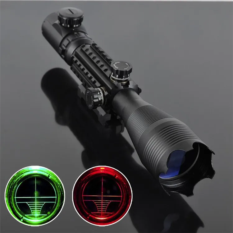 

Pro Laser Scope 4-16x50 Red Green Illuminated Reticle Riflescope Sniper Scope with 20MM Rail Mounts for Hunting Gun-Sight Scope