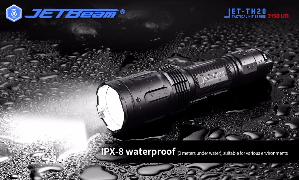 JETBeam TH20 светодиодный фонарик 3450 Люмен Cree XHP70 фонарик для самообороны с 1*18650 батареей