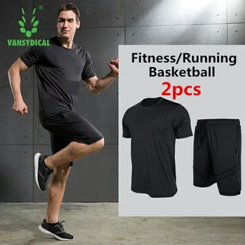 

2018 Quick dry Fitness Tight Jogger Running Set Male Badminton Soccer Gym Training Tracksuit Men Basketball Black Sport Suits