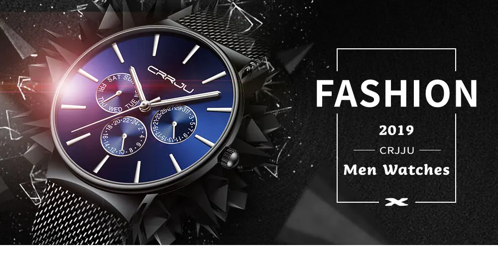 reloj hombre 2019 Men's Watch CRRJU Top Brand Luxury Blue Dial Men Watch  Week Date 24 Hour System Fashion Ultra Thin Watch Clock|Quartz Watches| -  AliExpress