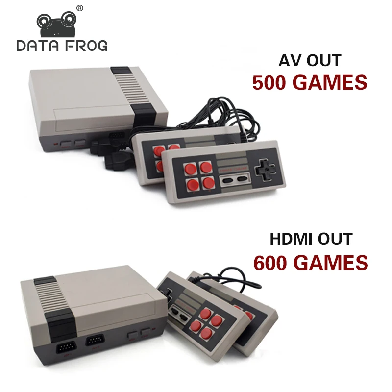 Data Frog Mini TV Game Console Support HDMI/AV 8 Bit Retro Video Game Console Built-In 600/500 Games Handheld Gaming Player