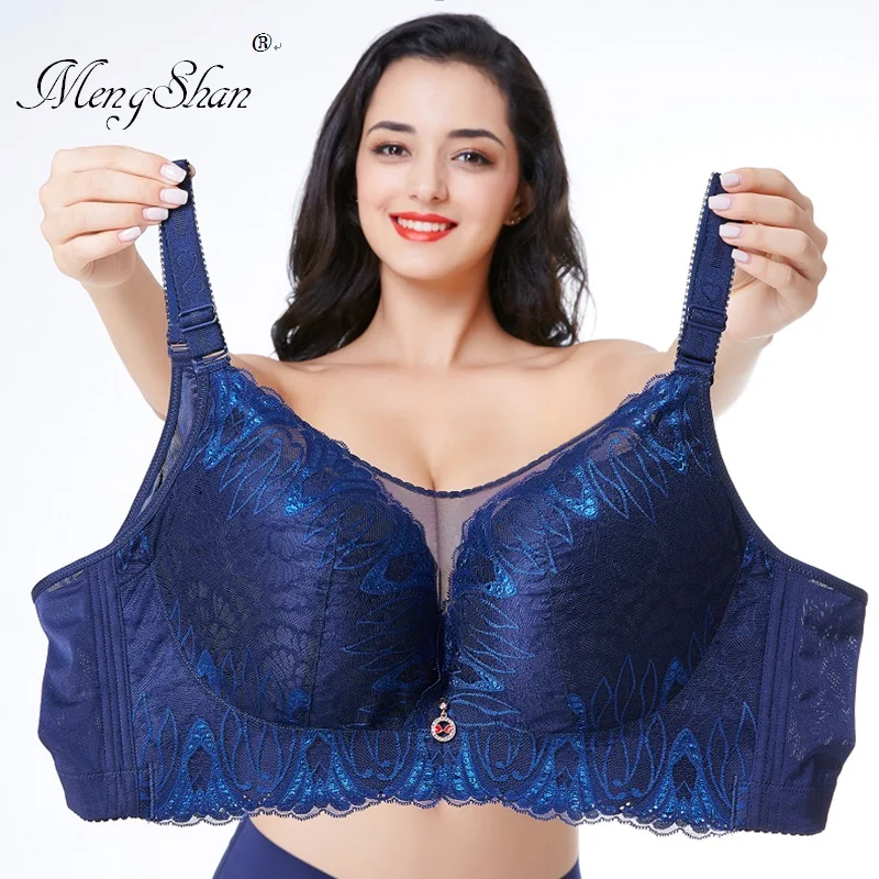 

MengShan underwear women Ring-free thin cotton cup Lace big size bra Sexy chest wipe to prevent light loss plus size bra 120D