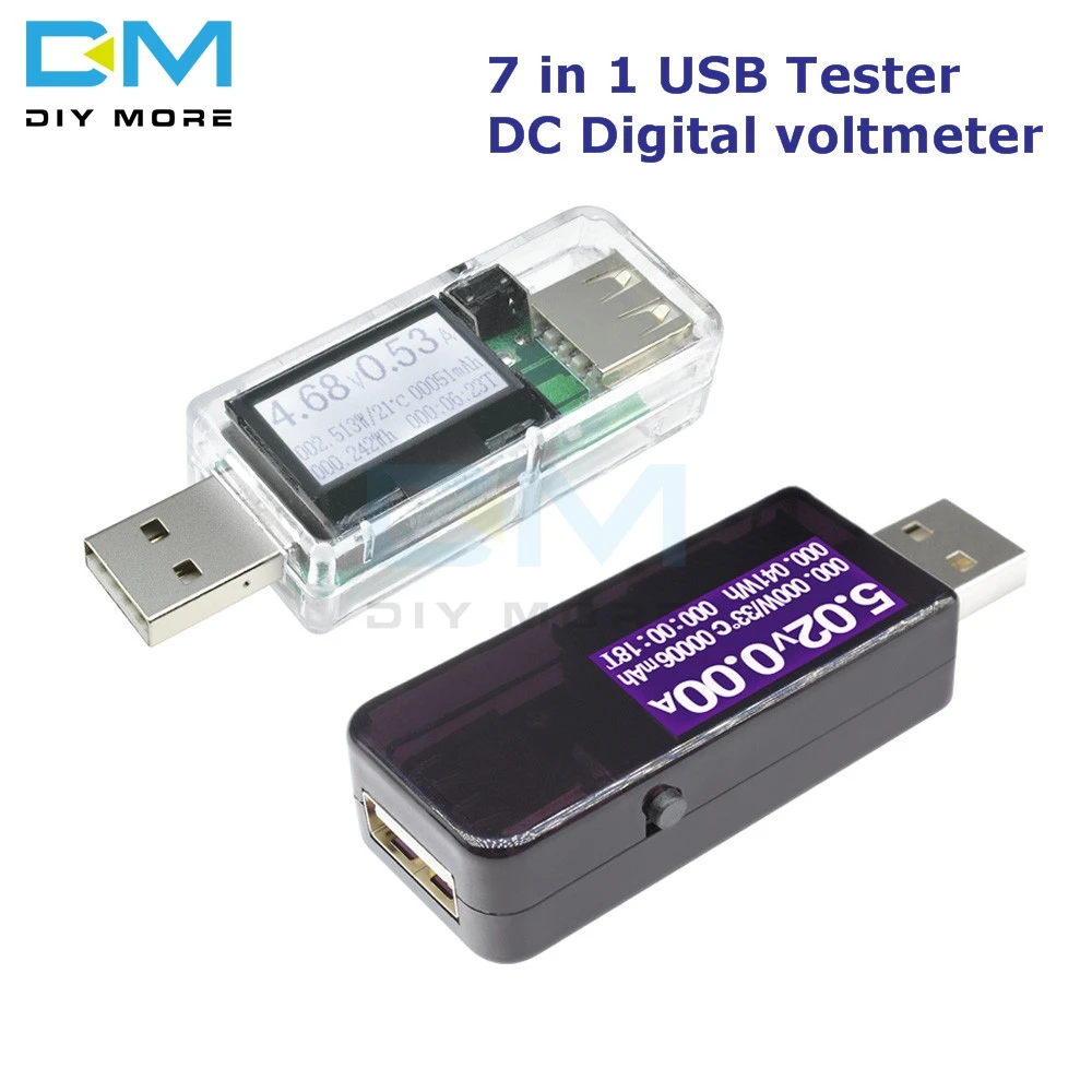

7 in 1 USB Tester DC Digital voltmeter LCD 3.0 Thermometer Ammeter Wattmeter Timer Power Capacity Temperature Voltage Meter