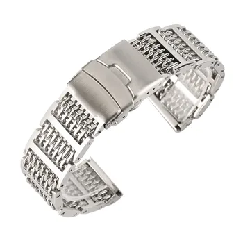 

20 22 24mm Luxury Silver Black Mesh Men Women Watches Stainless Steel Strap Watch Band Adjustable Fold Clasp Replacement