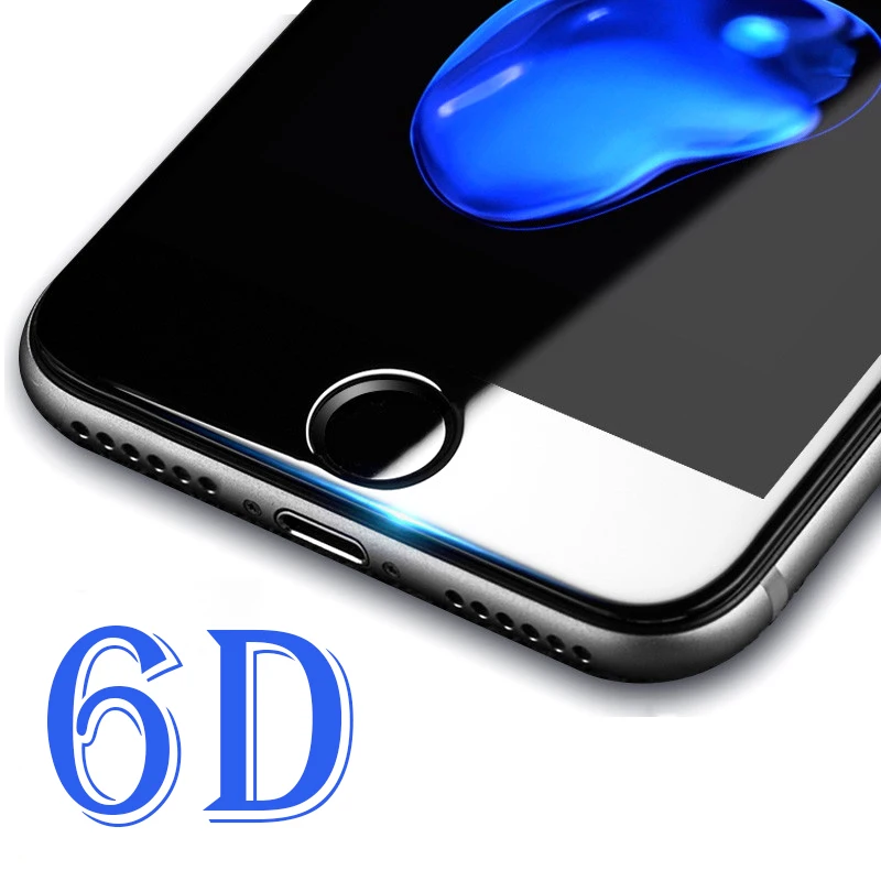 6D 9H твердость изогнутые края закаленное стекло для iPhone 7 6 6s 8 X Plus защита экрана|glass