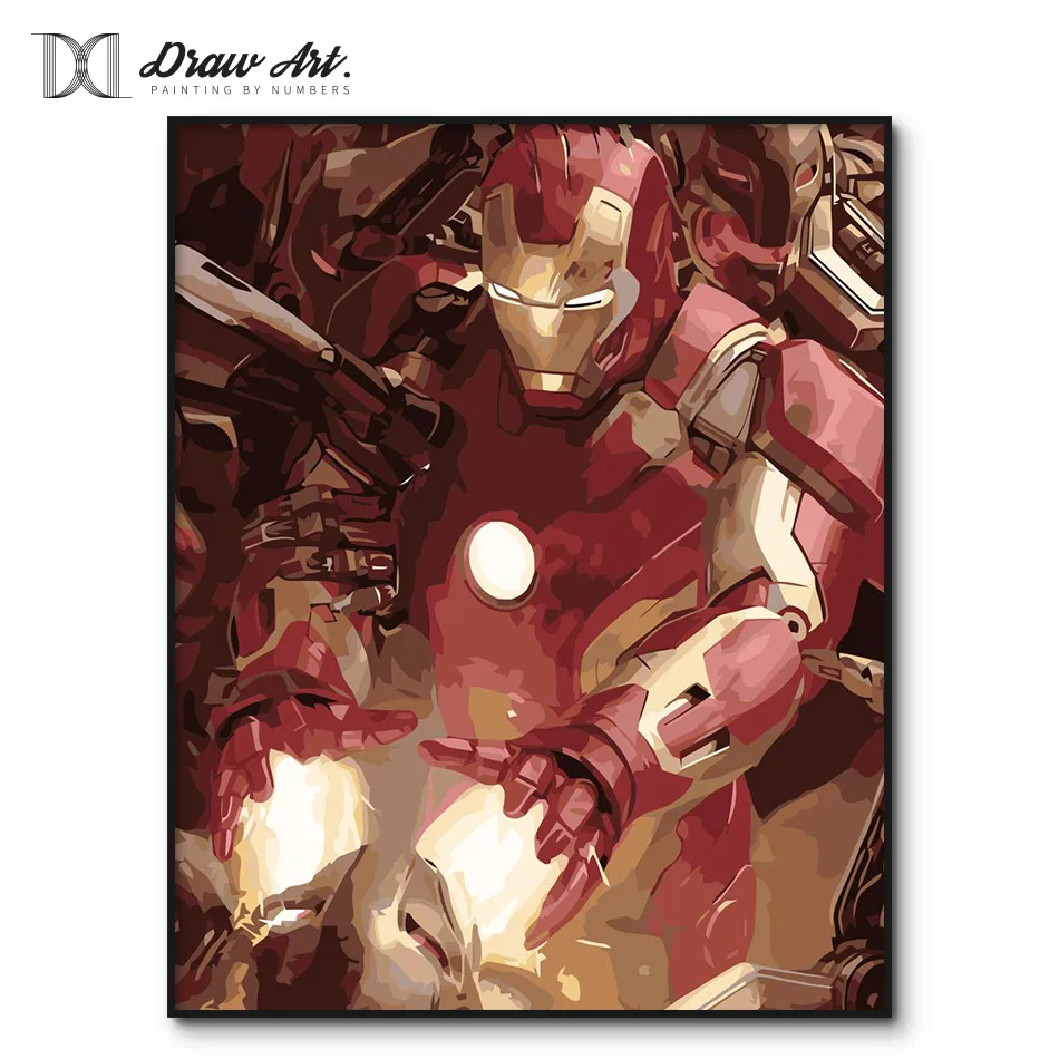 

DIY Oil Painting by Numbers The Avengers Coloring by numbers Iron Man Poster Hand Painted on Canvas Home Decor