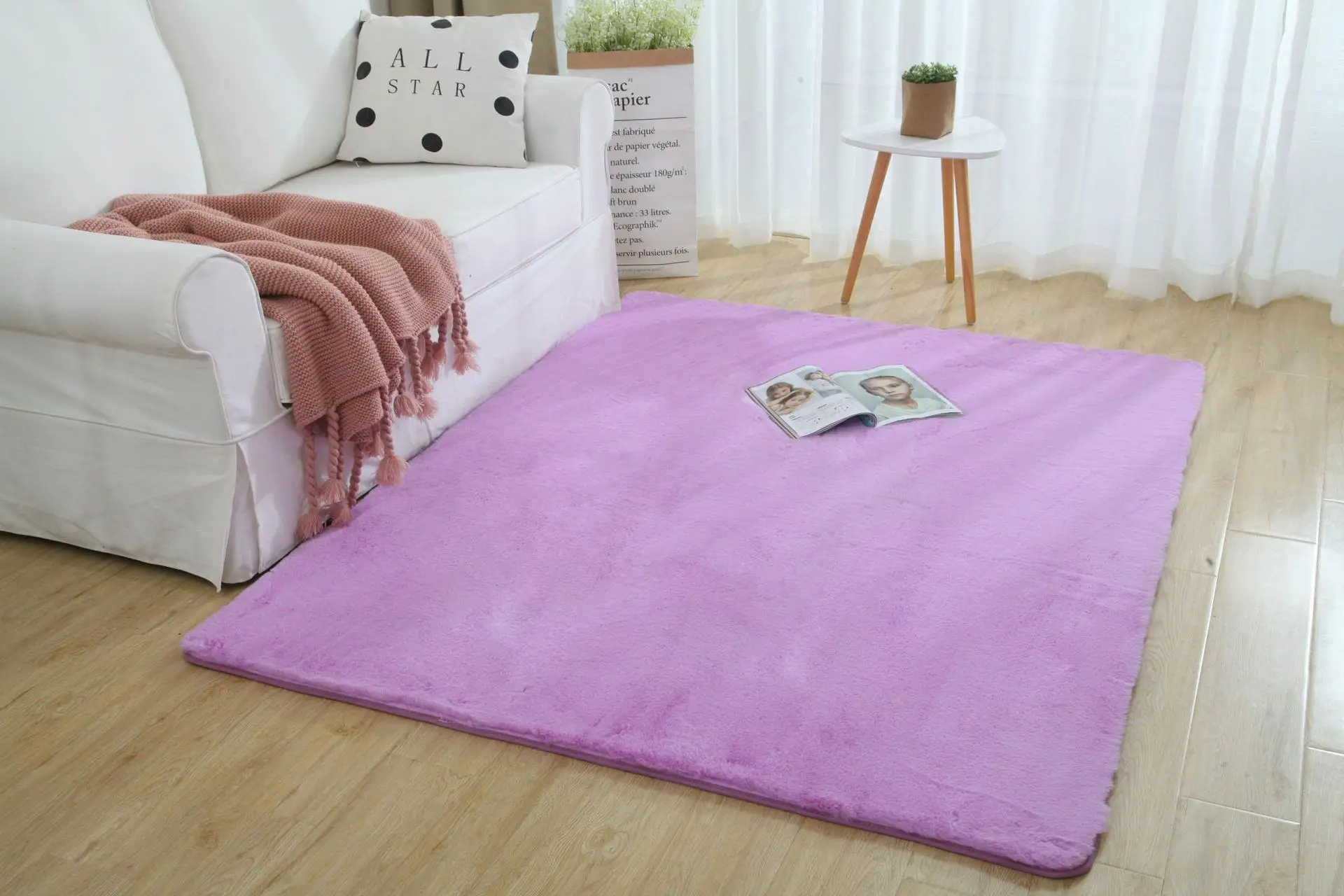 Hot Sale Super Soft Shaggy Plush Carpet Rug For Living Room Large Super Soft Faux Fur Bedroom Carpets Kids Room Home Floor Mats - Цвет: Purple