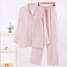 Весенняя брендовая домашняя пижама, женские повседневные клетчатые Пижамные комплекты, женский хлопковый пижамный комплект, женская рубашка с длинным рукавом+ штаны