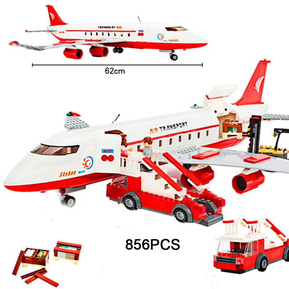 Hot city series Large airliner building block Crew figures airplane Passenger stairs trucks bricks toys for children gifts