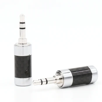 

2 Pcs Rhodium PLATED 3.5mm Male Mini STEREO AUDIO JACK Plug Carbon Fiber Body
