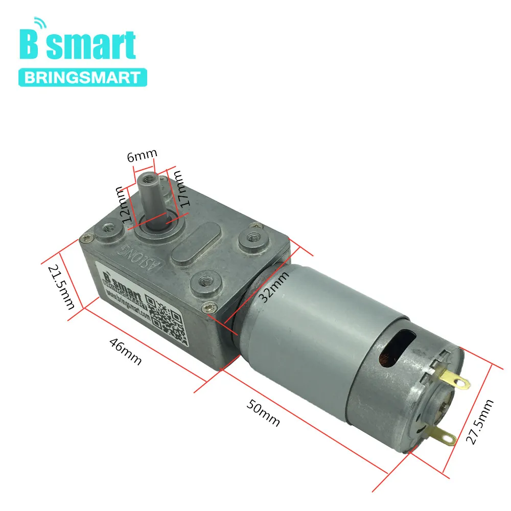 Bringsmart JGY-395 червячный мотор-редуктор постоянного тока 12 вольт MiniTurbine червячный редукторный двигатель мини редуктор коробка передач двигатель самоблокирующийся Gea