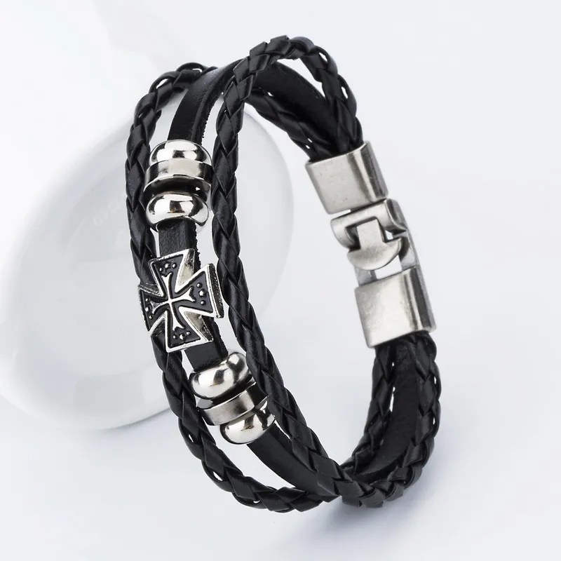New 2017 Fashion Men's Leather Bracelets European Style boys Bangle