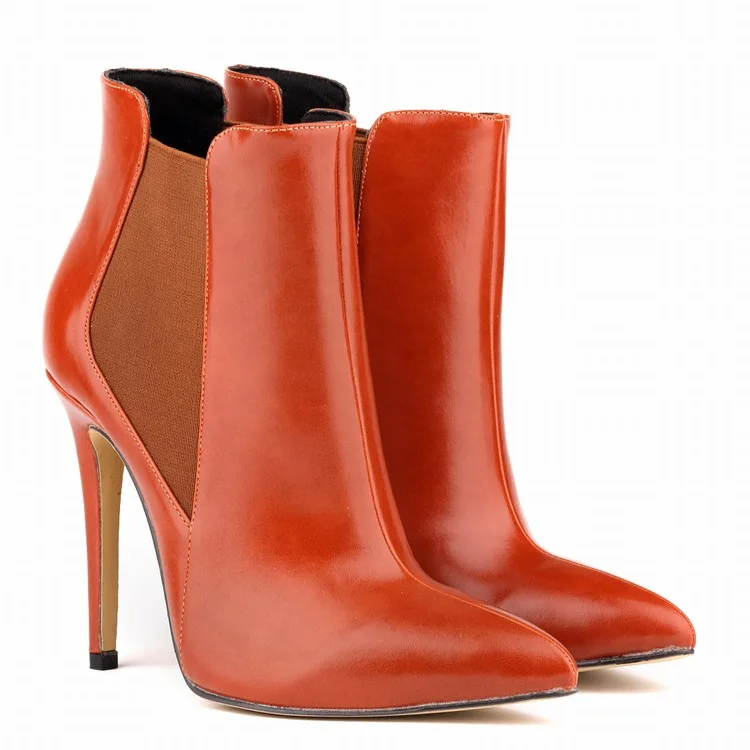 

new women short boots fashion solid PU pointed toe high heels boots party wedding spring autumn shoes size 35-42