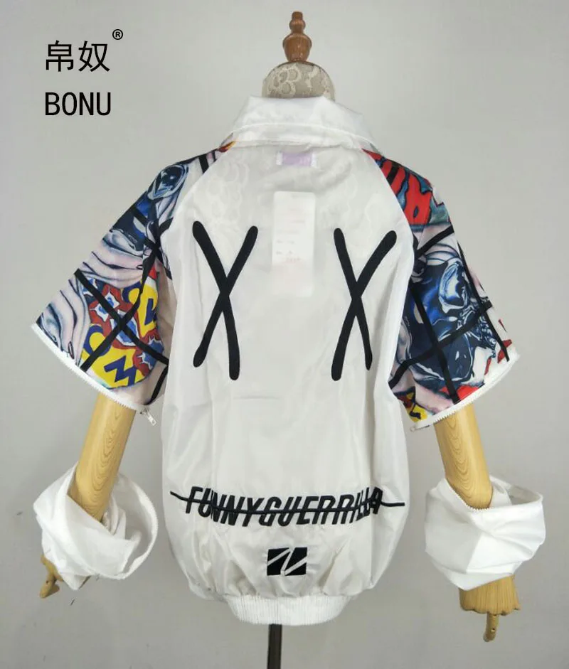 New Hollow Out Back Embroidery Bomber Jacket Sun Protection Loosen Jacket Student Harajuku Oversize Female Basic Coats